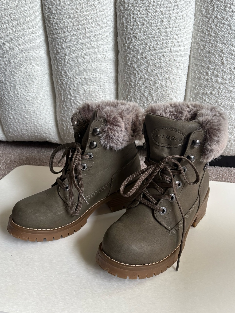Lugz Olive Lace-Up Faux Fur Ankle Boots
